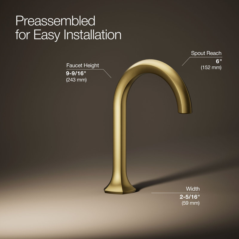 Occasion Sink with Cane Design Single Hole Bathroom Faucet with Drain Assembly, Vibrant Brushed Moderne Brass