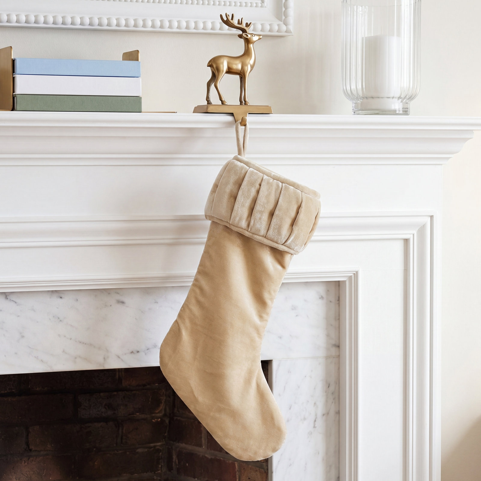 The Holiday Aisle® Velvet Stocking, Champagne