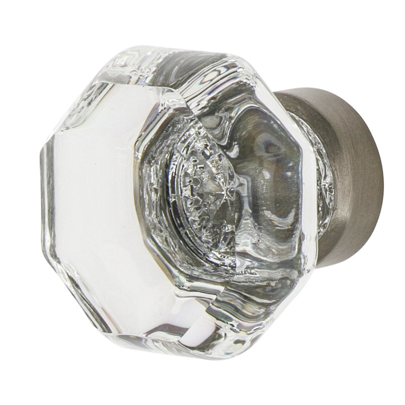 Waldorf 1.375" Geometric Crystal Cabinet Knob in Satin Nickel
