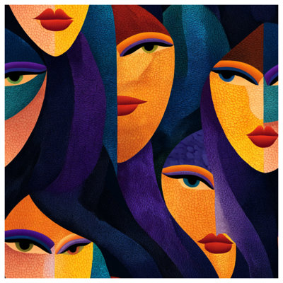 Tapisserie abstraite visages muraux - Art mural