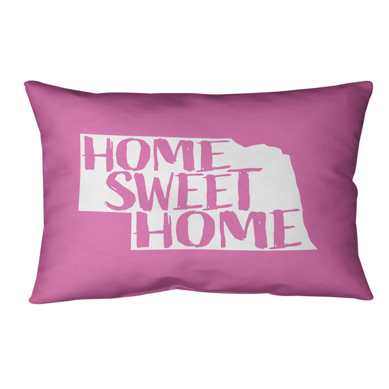 Outdoor Reversible Throw Pillow, Pink, Nebraska