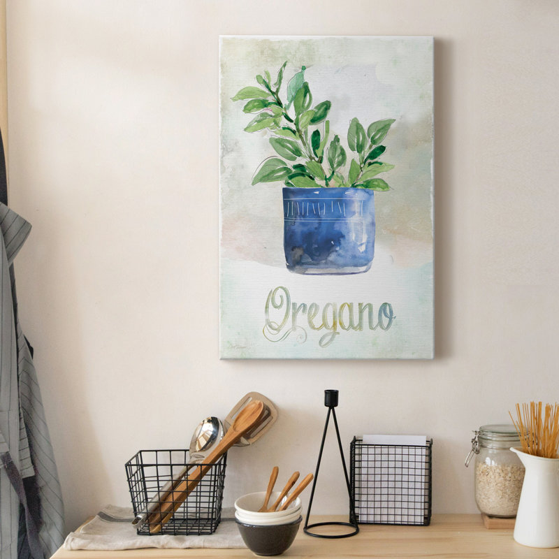 Origan en pot - peinture, H 27 po x l 18 po x P 1 po, Toile tendue