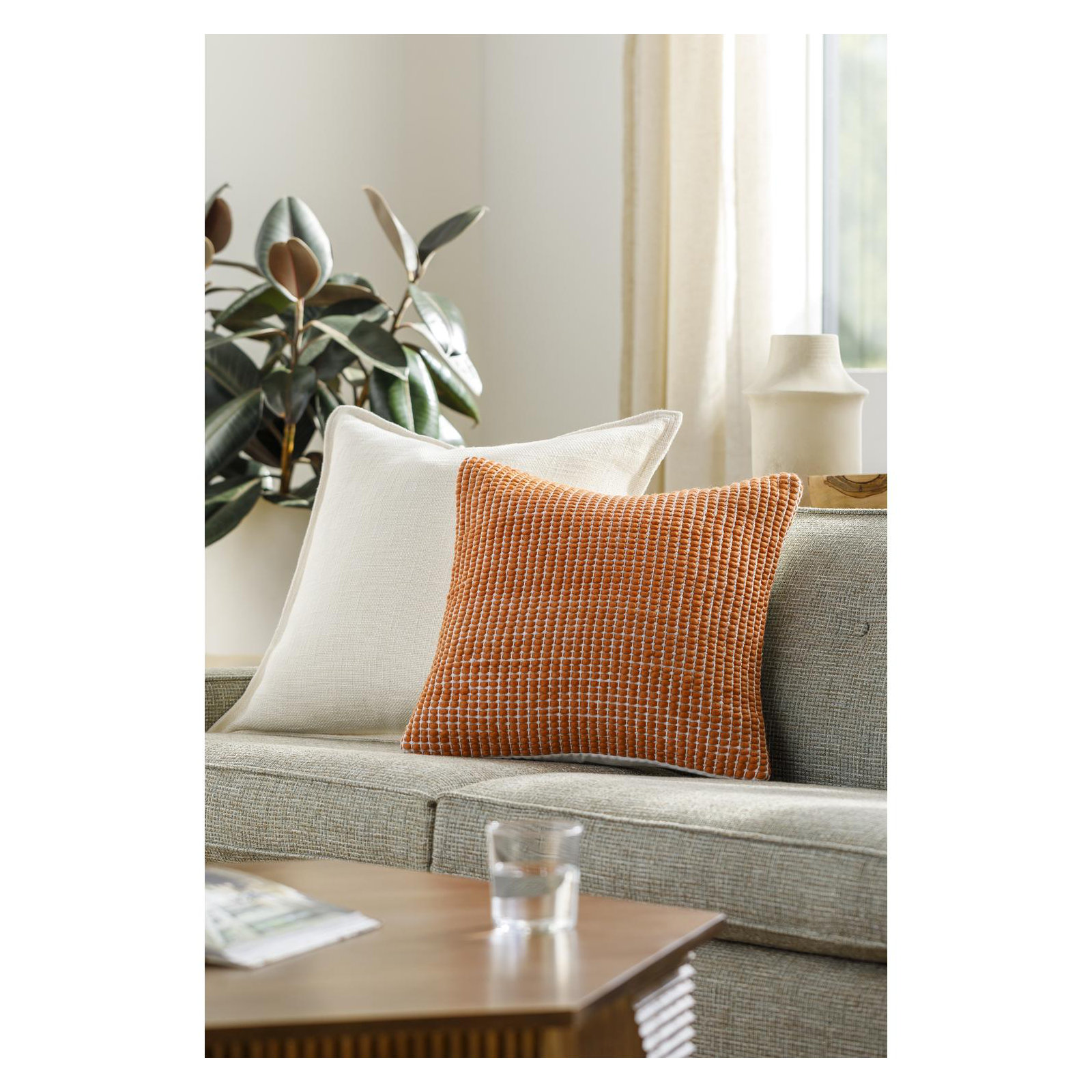 Waverly Wool Throw Pillow, Down, Rust, 20" x 20"
