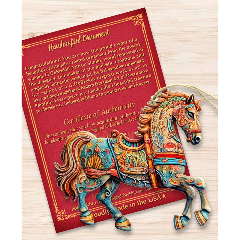 Handcrafted Birch Plywood Carousel Horse Christmas Ornament