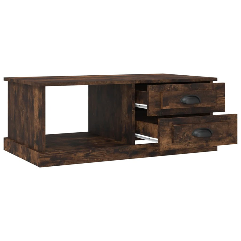 Templeville Floor Shelf Coffee Table with Storage, Brown