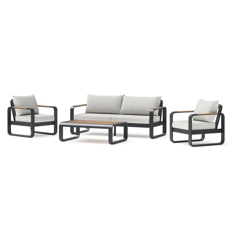 Andes 4-Piece Sunbrella® Outdoor Patio Seating Set - Canvas Linen, Canvas Linen