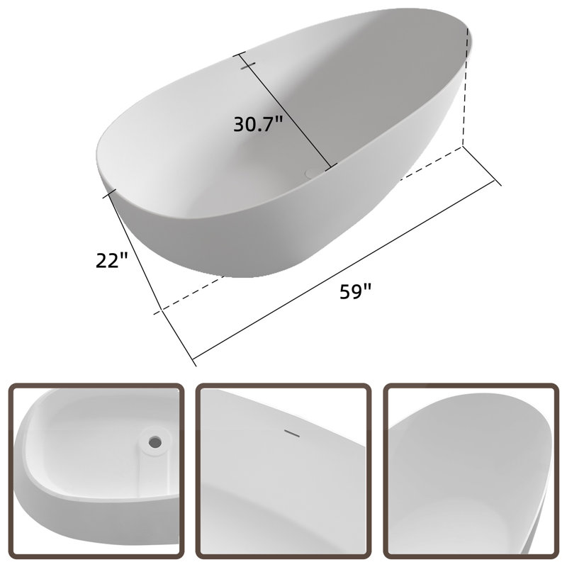 59'' x 30.71'' Freestanding Solid Surface Bathtub