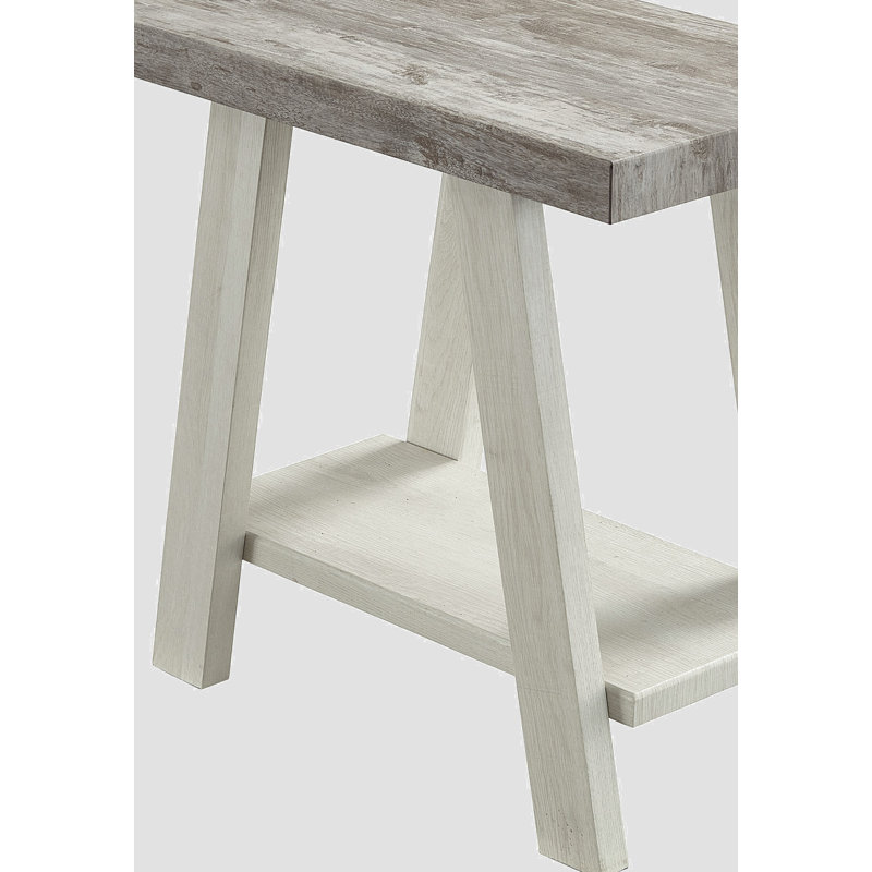Table de bout avec rangement Angeleca, H 23 po x l 24 po x P 22 po, Gris / beige