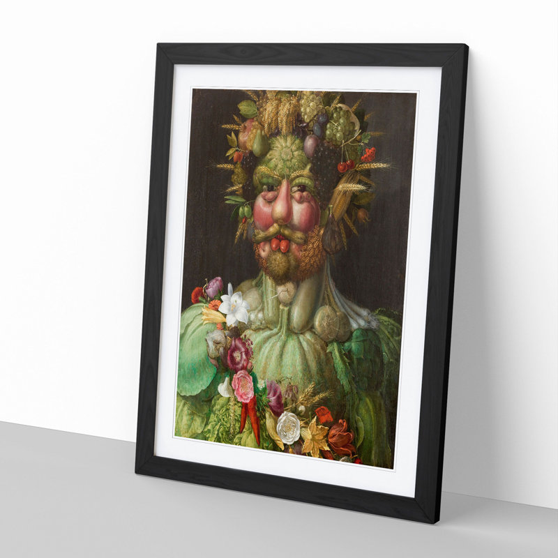 Vertumnus by Giuseppe Arcimboldo - Picture Frame Painting, 48cm H x 36cm W x 2cm D, Black Framed