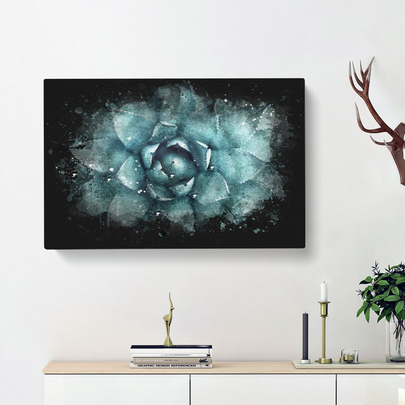 Centre Of A Green Succulent Plant - Wrapped Canvas Painting, 50cm H x 76cm W x 3cm D