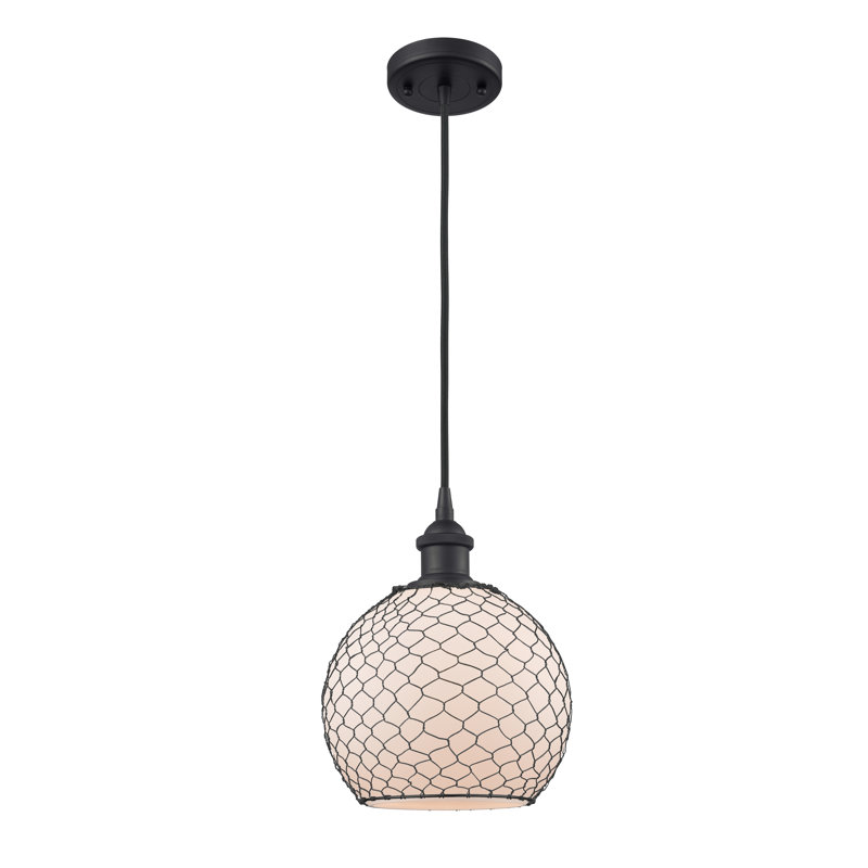 Egger 1 - Light Single Pendant, Matte Black, White/Black, 13" H x 10" W x 10" D