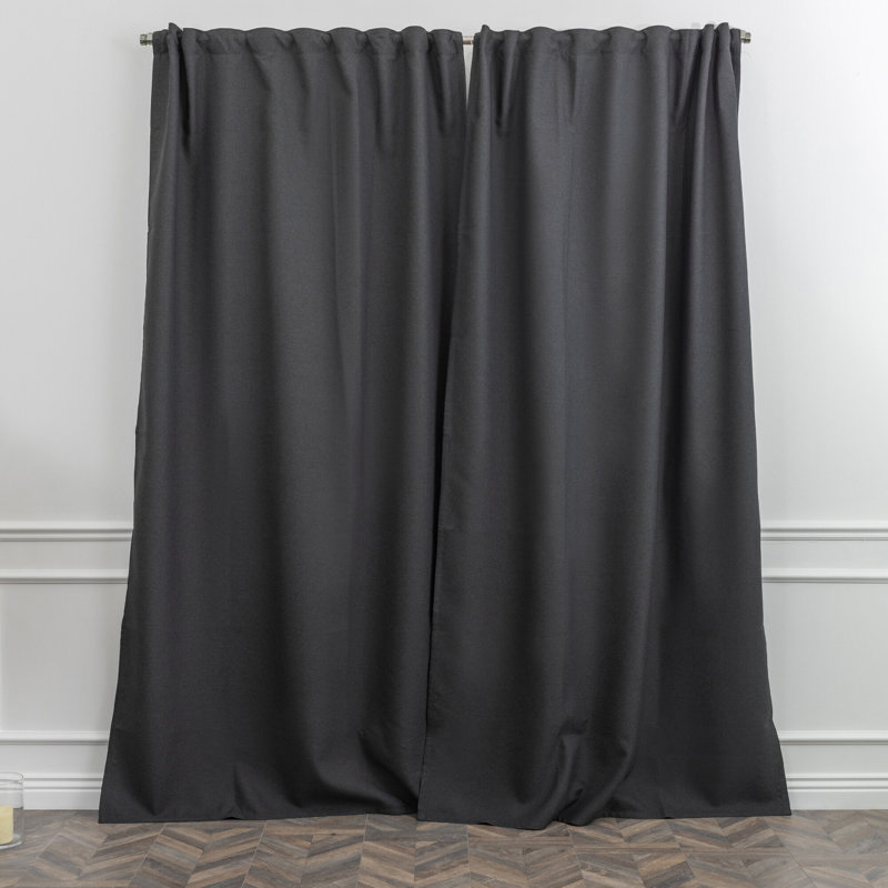 Room Darkening Single Curtain Panel, 260cm Width x 450cm Drop, Black