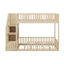 Lit superposé double au-dessus de double avec escalier de rangement, lit superposé au sol en bois massif avec tablettes de rangement, lits superposés peu encombrants avec garde-corps de clôture-543827219