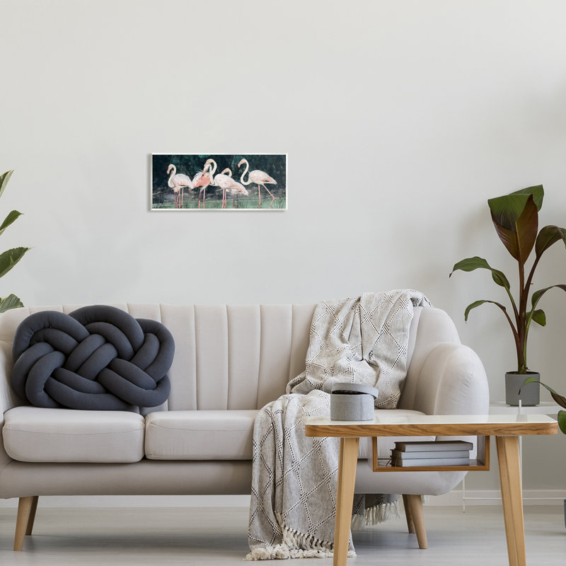 Volée de flamants roses - Peinture, H 7 po x l 17 po x P 0,5 po, Bois