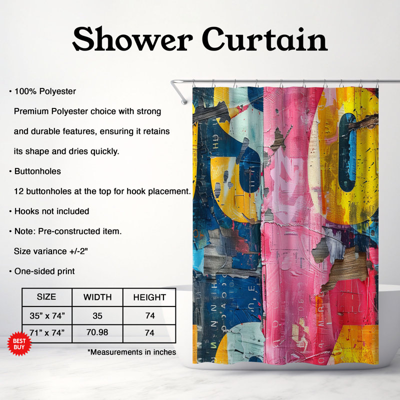 Bold Mash - Premium Shower Curtain, 74"H x 71"W