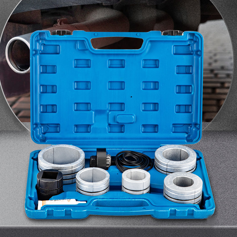 Hydraulic Exhaust Pipe Expander, 1-5/8" to 4-1/4" size, 10 T Manual Hydraulic Pipe Stretcher w/4 Dies and 2 Storing Case for Copper, Aluminum Tubes in Car Repairing