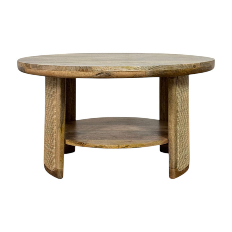 Table basse ronde moderne 30 "avec tablette de rangement intégrée