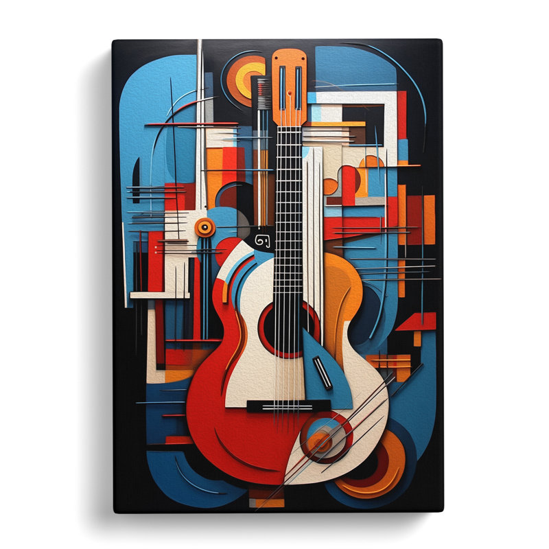 Guitar Constructivism Art No.2 - Wrapped Canvas, 76cm H x 50cm W x 3cm D