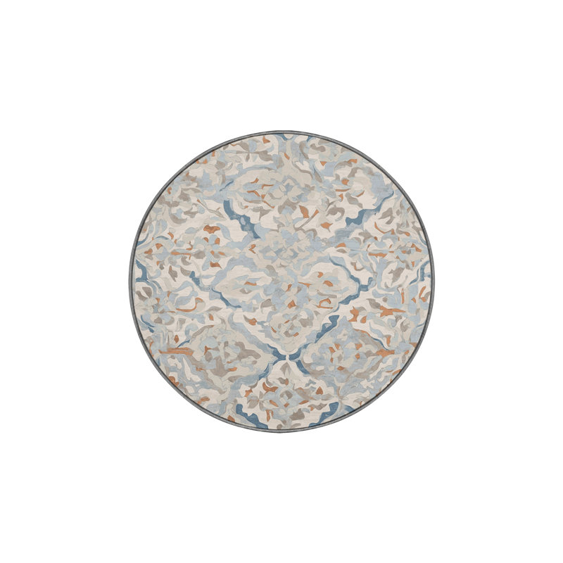 Machine Washable Gray Area Rug, Round 4'