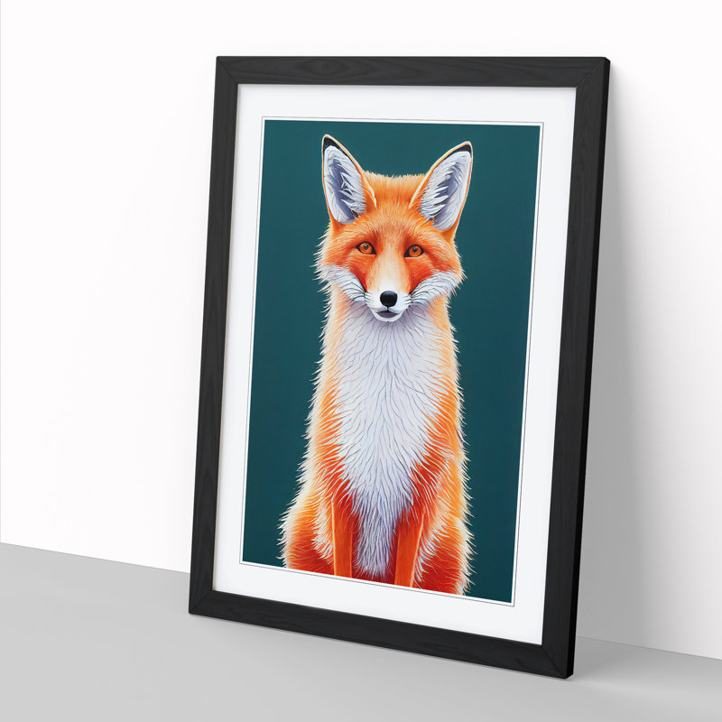 FRM-V0523-1032X Fox Painting - Single Picture Frame Print, 34cm H x 25cm W x 2cm D, Black Framed