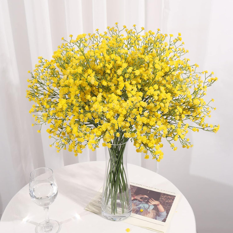 15 fleurs artificielles Babys Breath, Jaune
