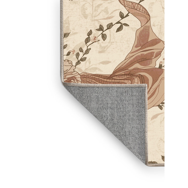 Tapis beige lavable à la machine Kymani, 6 x 9