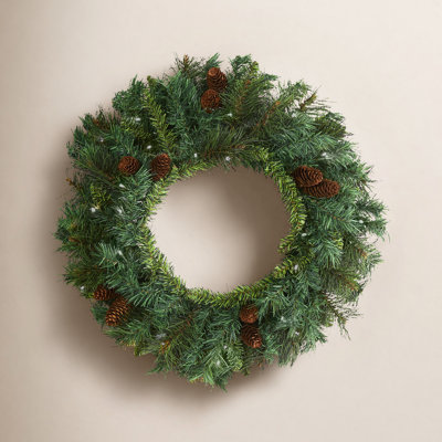 20'' Faux Pine Lighted Wreath