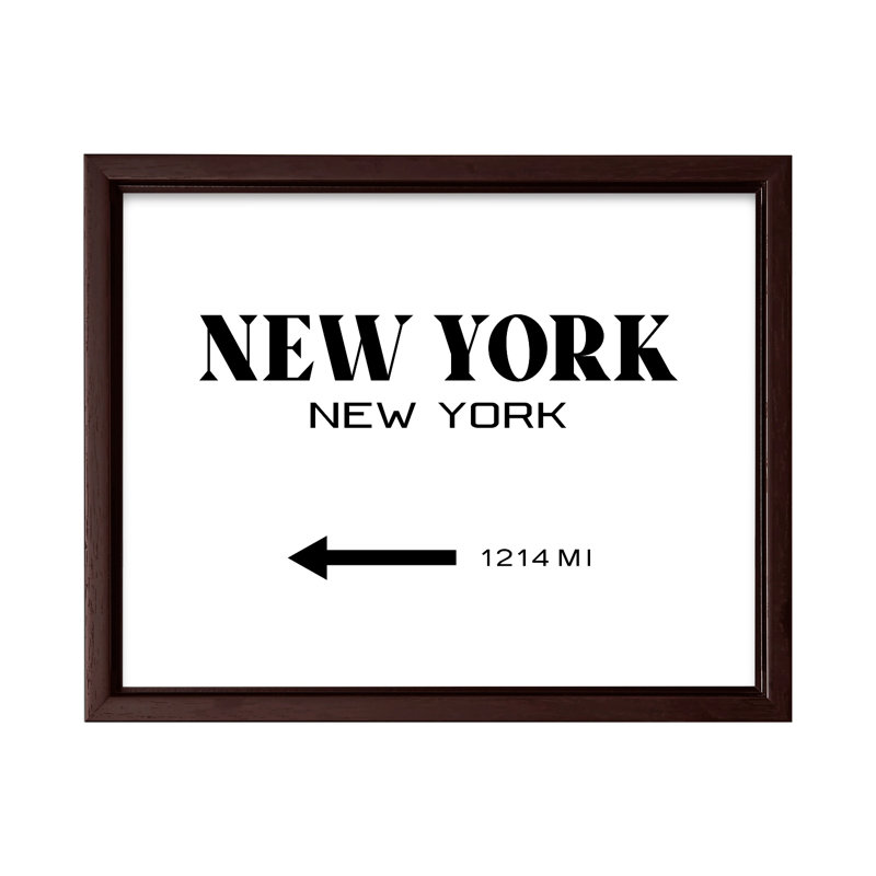 Plaque de New York, H 24 po x l 32 po, Canevas, Encadrement brun