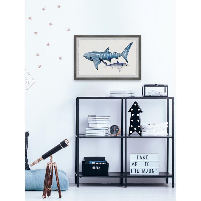 «Caché requin», reproduction encadrée Cirebon, H 16 po x l 24 po x P 1,5 po