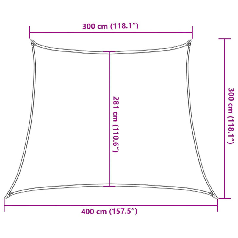 4m x 3m Trapezium Shade Sail, Yellow