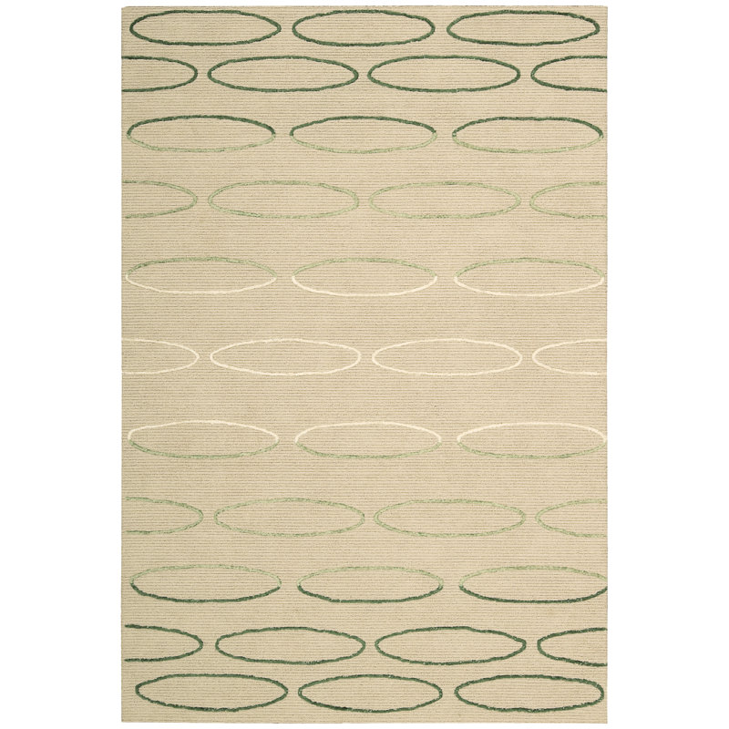 Ifran Circle Beige Contemporary Rug, 5' x 7'6"
