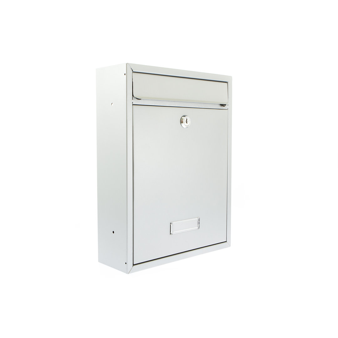 Trent Wall Mounted Galvanised Steel Lockable Weatherproof Post Box - 26x34x9cm