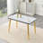 Rectangular Dining Table with Double-Layer Tempered Glass and Gold Metal Legs (47.3", Seats 4-6)-1226318837