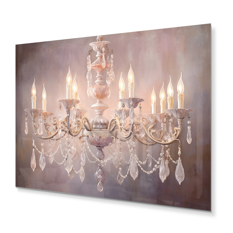 Chandelier Serene Luster II - Chandelier Print on Metal, 12" H x 20" W x 1" D