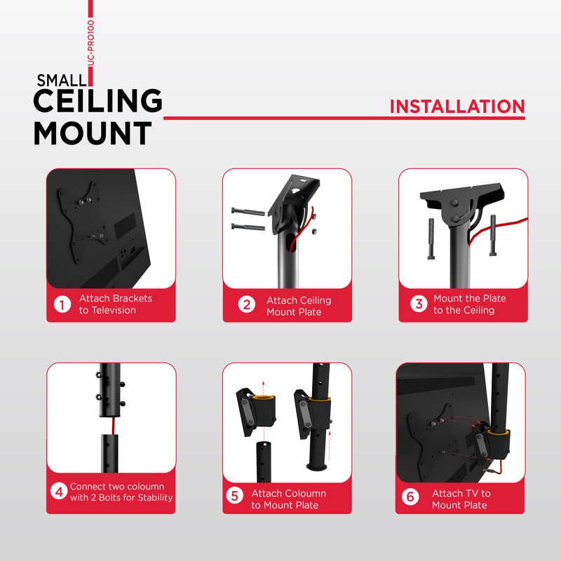 ProMounts Premium Full Motion TV Ceiling Mount for 23"-42" Screens, Holds up to 110 lbs.