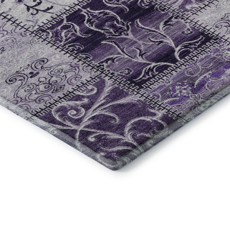 Tapis mauve Premium lavable à la machine Cerrito AMF566, Rectangulaire 3 pi x 5 pi