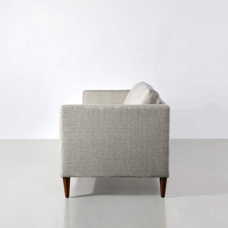 Clifford 87" Upholstered Custom Bench-Seat Sofa, Turbo Ash Basketweave