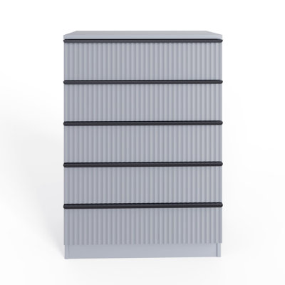 Lania Ripple Ridged 5 Drawer Chest Of Drawers Matt Grey