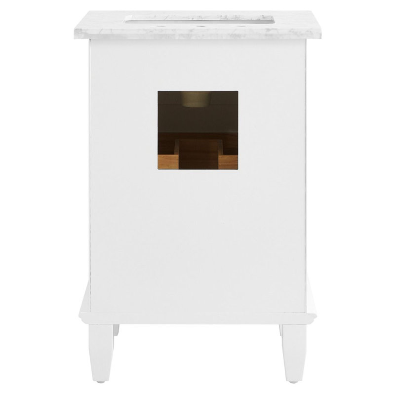 Meuble-lavabo simple 24 po avec comptoir en marbre de Carrare, Blanc