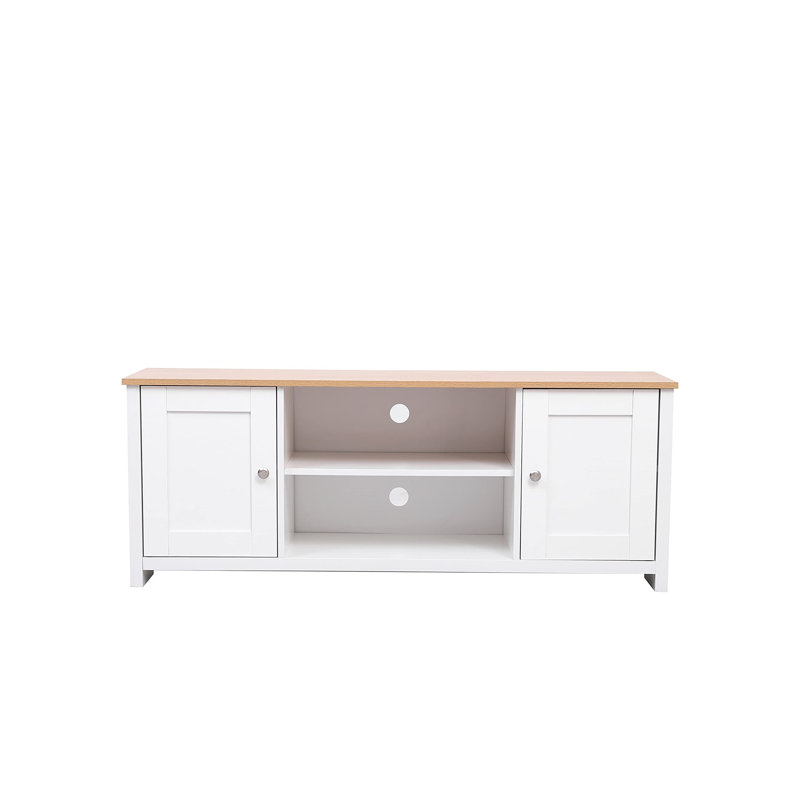 Dikomo Unfinished TV Stand for TVs up to 55", White/Oak