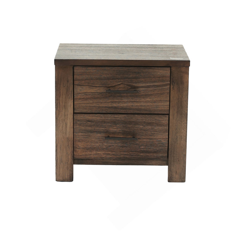 Table de chevet en bois avec finition chêne et table de chevet en bois avec 2 tiroirs