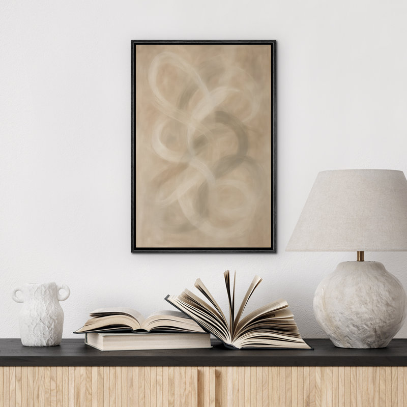 «Neutral Abstract Minimalist Contemporary Decor», reproduction d'art sur toile encadrée, Noir, H 24 po x l 16 po