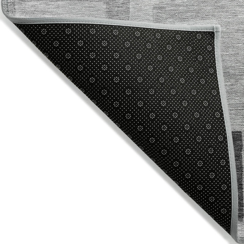 3' X 5' Gray And Charcoal Geometric Washable Indoor Outdoor Area Rug