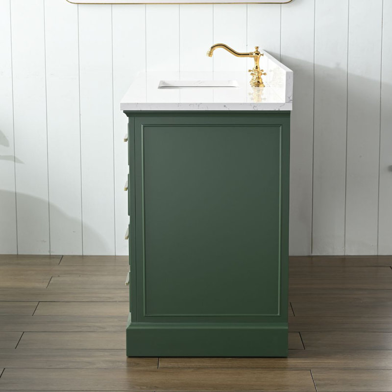 Thompson 60" W Single Bathroom Vanity, Evergreen/Brushed Gold
