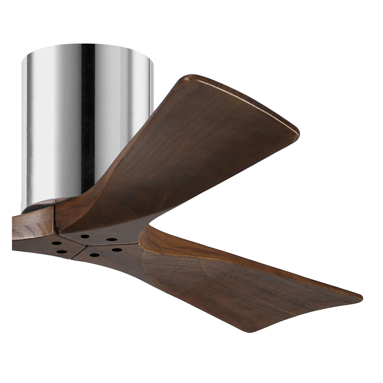 Olivier 3 Blade Ceiling Fan, Polished Chrome, Walnut Tone, 42"