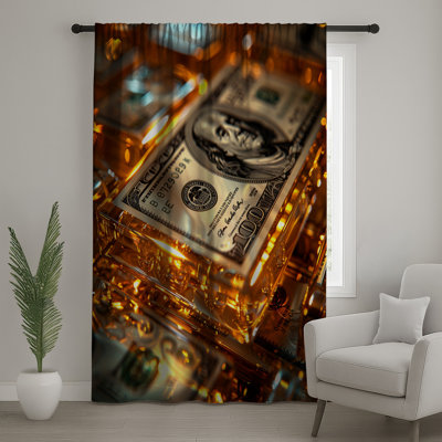 Currency Window Curtains, Finance Sheer & Blockout Curtains - 1 Panel