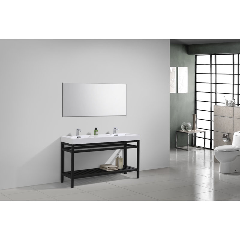Ensemble de meuble-lavabo double 60 po Halesowen, Noir mat