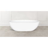 Barcelona 70.875" x 34.125" Freestanding Soaking Bathtub in Volcanic Limestone with Overflow Hole