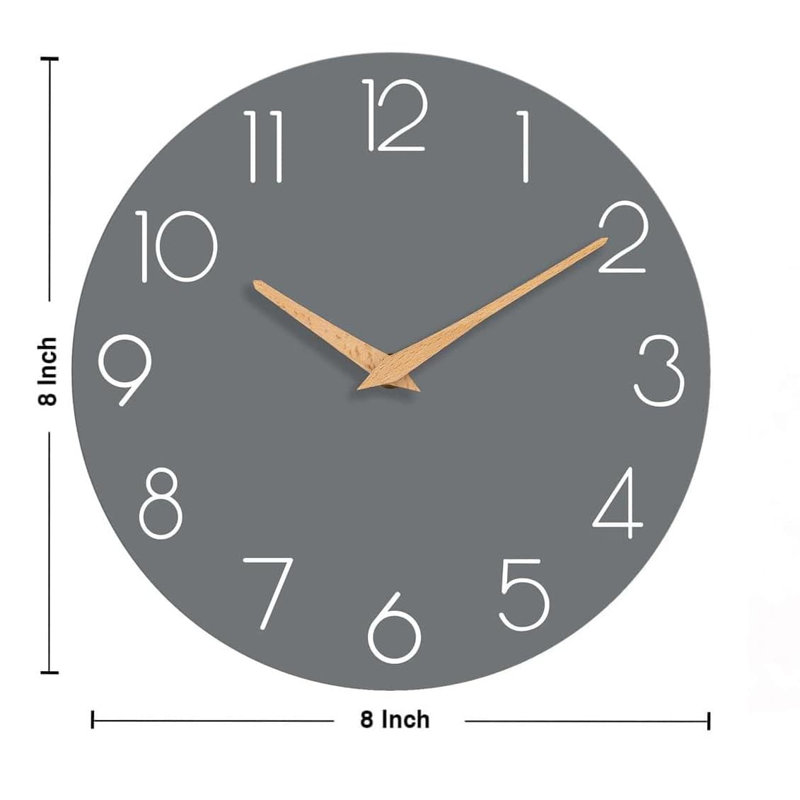 Wood Wall Clock, Grey