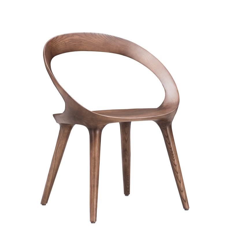 Solid Wood Armchair, Dark Walnut
